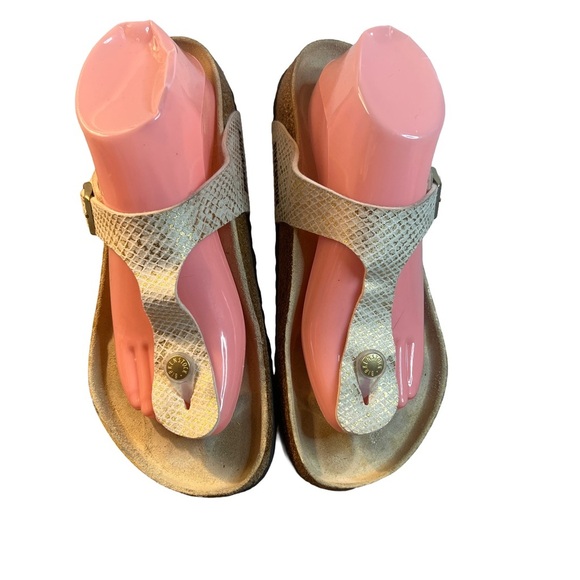 Birkenstock Beige Snake Print Sandals - Picture 3 of 5